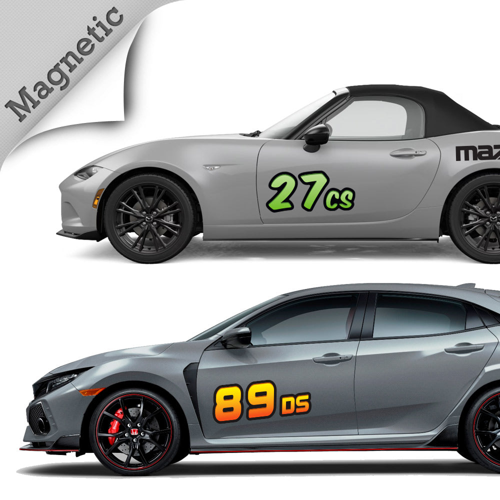 Premium Magnetic Autocross Numbers with Gradient and Inner Shadow