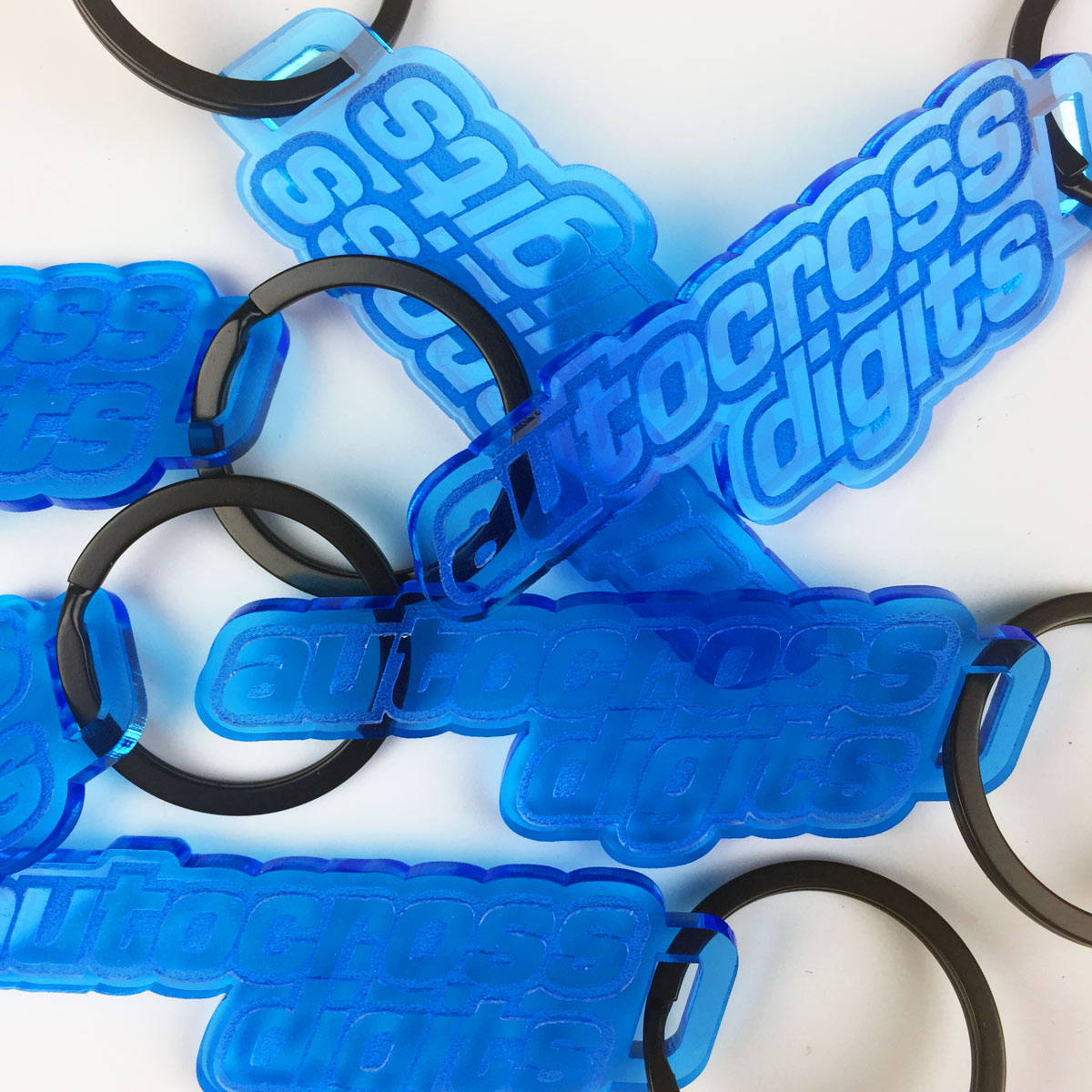 Blue Acrylic Logo Keychain with 1.25" Key Ring