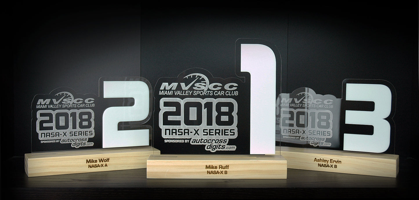 Large Acrylic Year End Awards with Pine Base