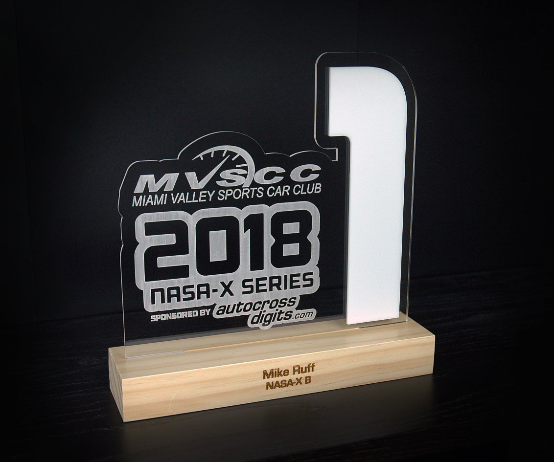 Large Acrylic Year End Awards with Pine Base